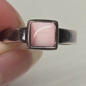 Women's Silver Ring with Pink Tigers Eye